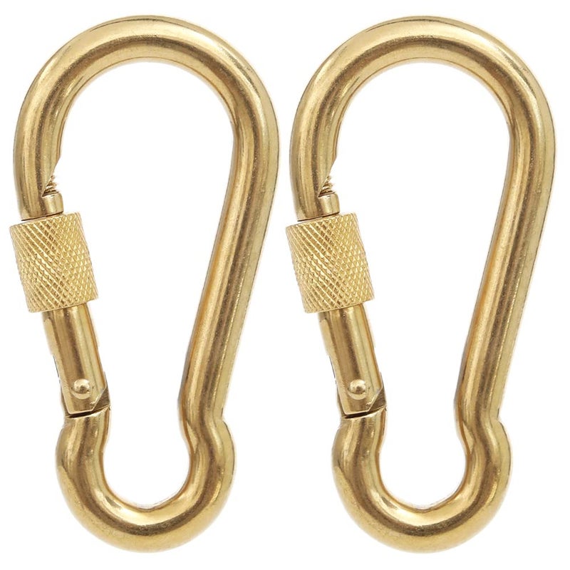 PROND Locking Carabiners, Heavy Duty Carabiner, 316 Stainless Steel Screw Lock Carabiner Hooks (Gold - 2PCS) (Gold - 2PCS) - Image 1