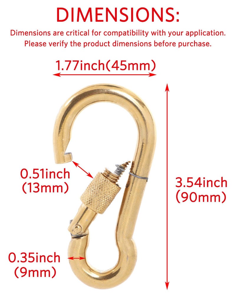 PROND Locking Carabiners, Heavy Duty Carabiner, 316 Stainless Steel Screw Lock Carabiner Hooks (Gold - 2PCS) (Gold - 2PCS) - Image 2