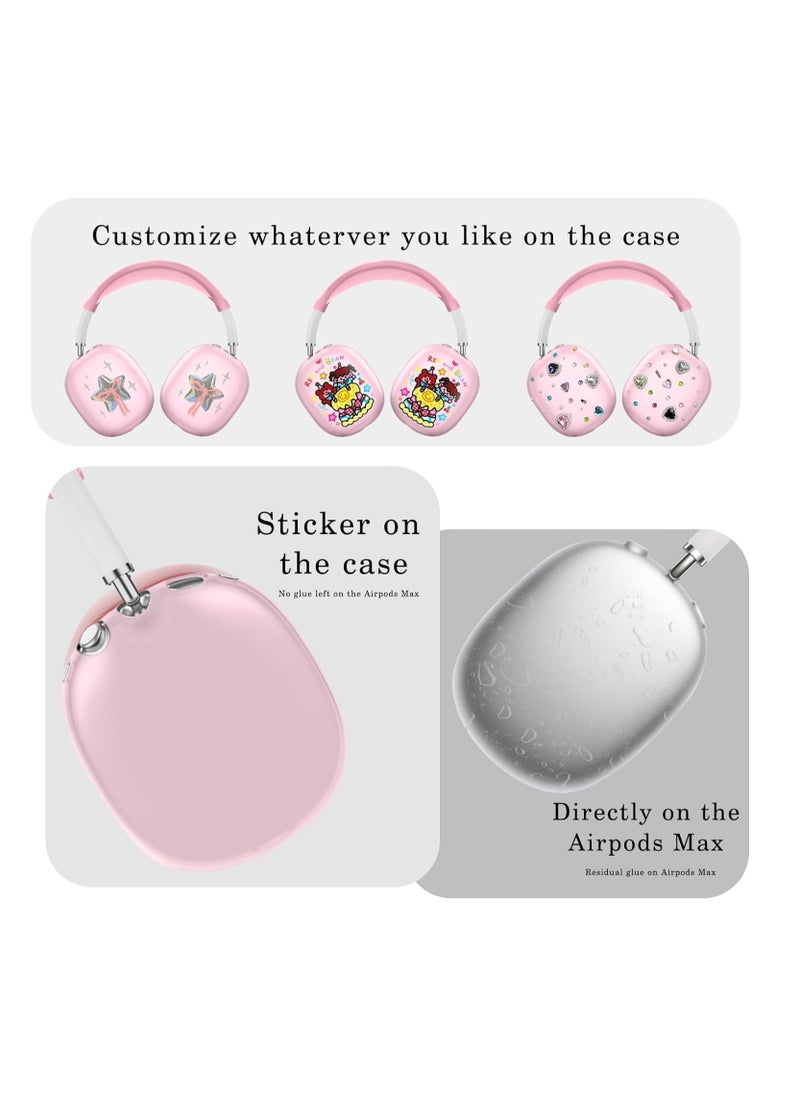 Anmi - 4 in-1 Clear Silicone Case Cover for AirPods Max Clear Pink - Image 1