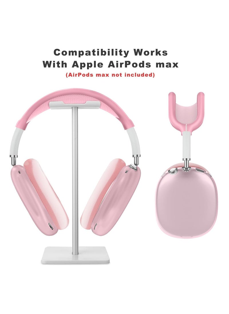 Anmi - 4 in-1 Clear Silicone Case Cover for AirPods Max Clear Pink - Image 1