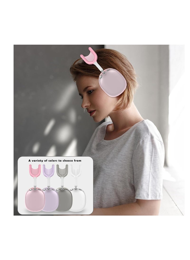 Anmi - 4 in-1 Clear Silicone Case Cover for AirPods Max Clear Pink - Image 1
