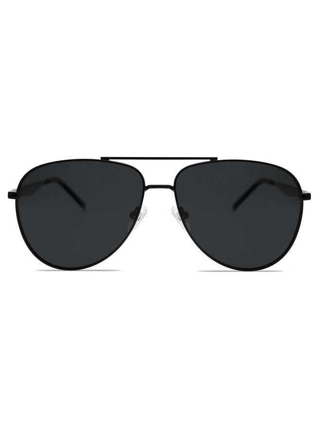 Sojos Retro Oversized Aviator Polarized Sunglasses For Women Men Classic Large Metal Sun Glasses Sj1207A Black/Grey Lens  - Image 2
