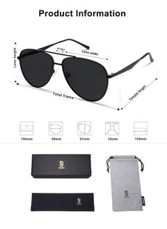 Retro Oversized Aviator Polarized Sunglasses For Women Men Classic Large Metal Sun Glasses Sj1207A Black/Grey Lens - pzsku/Z55AA39EECDD4E7AE1F3FZ/45/_/1735817911/3eccaa91-a8ab-4acd-a2e7-a50a3eb7236a