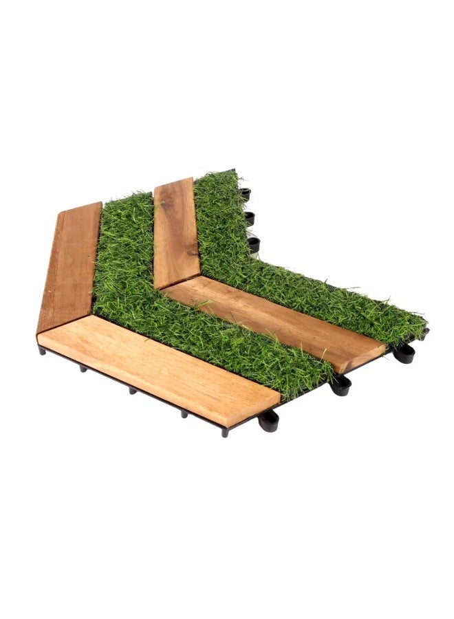Family Ship Artificial grass wooden flooring, 12 pieces, triangular shape, multi-colored - Image 2