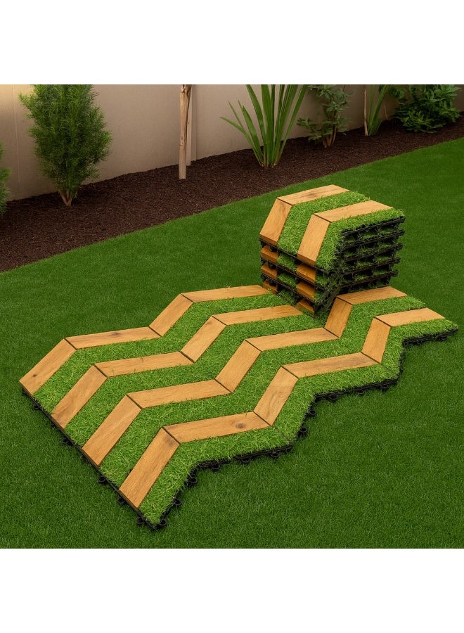 Family Ship Artificial grass wooden flooring, 12 pieces, triangular shape, multi-colored - Image 5