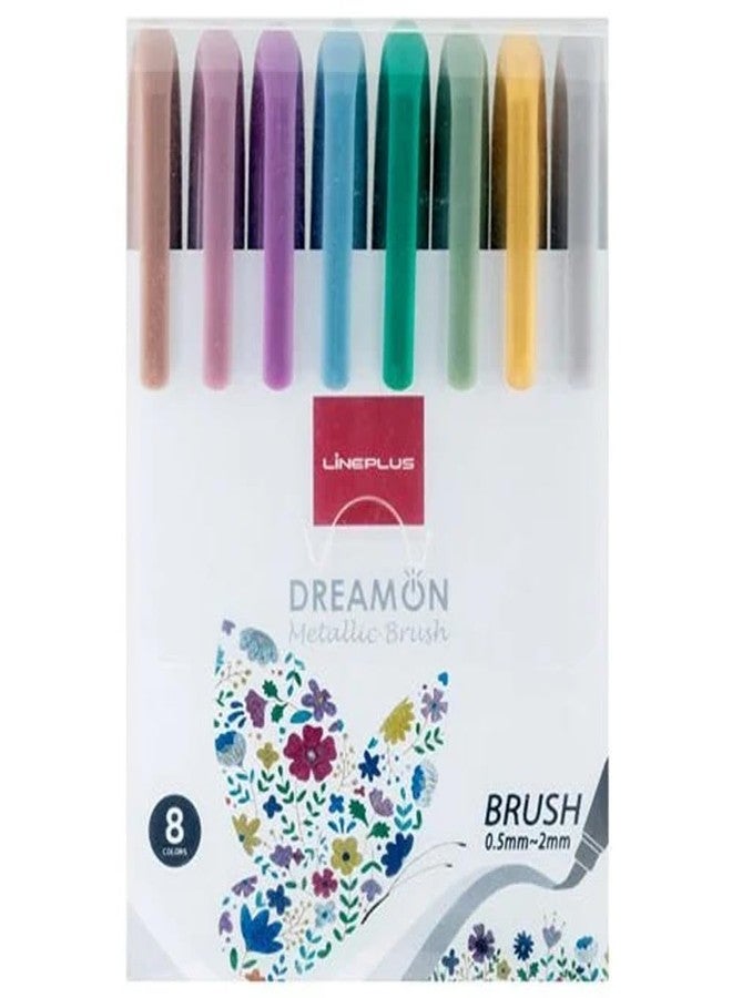 Lineplus Dreamon Metallic Brush Pen Set of 8