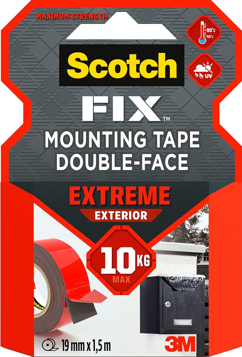 Scotch  Extreme Exterior Double-Face Mounting Tape Red And Black 19Mm X 1.5M - Image 1