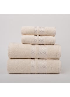 Towel 4 Piece Bathroom  Set - TRACK - 500 GSM - 100% Cotton Terry - Jacquard Border- 2 Bath  70X140 cm & 2 Hand  50x90 cm- Luxury Touch - Extra Absorbent- Cream - pzsku/Z55AA68A816581ECD2986Z/45/_/1718005592/b3e44f96-81df-4476-9f43-824d83ac6f6c