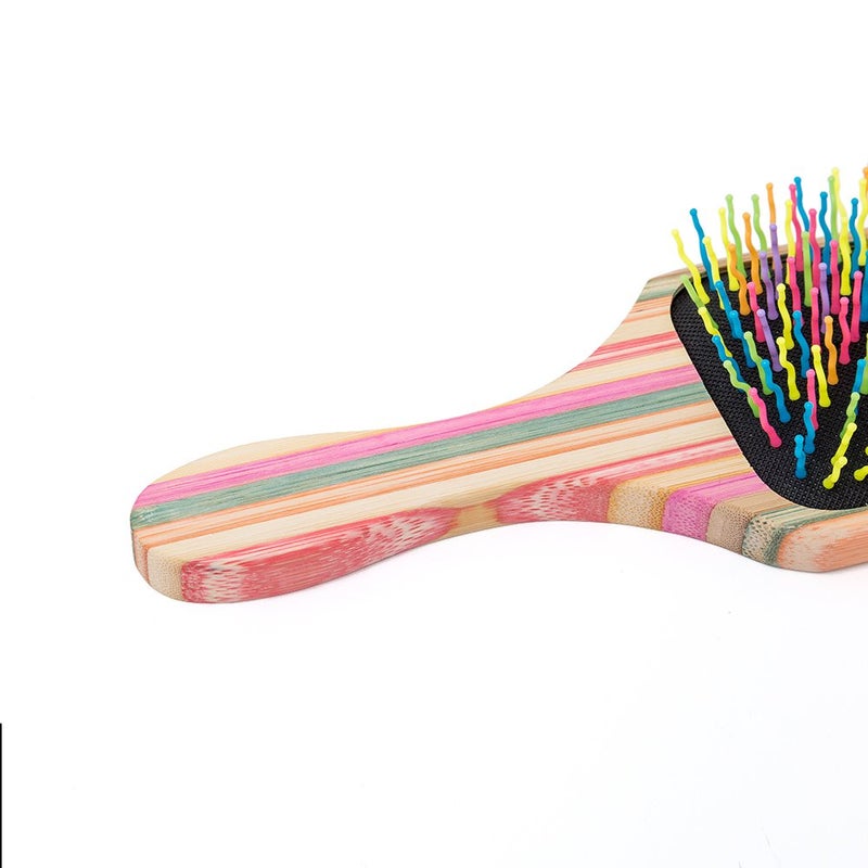 WIN SUN Natural Bamboo Paddle Hair Brush, Black and Multicolor, Hair Brush for Women, Girls and Kids, Detangling Brush for All Hair Types, 9.6in*6.1in*1.8in, 125g - Image 5