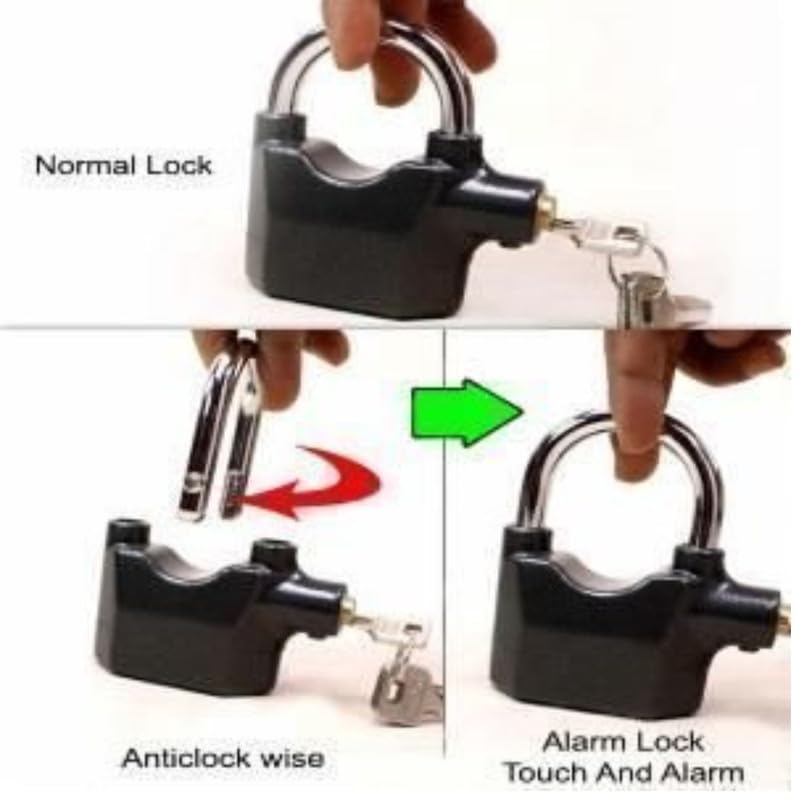 Drumstone 𝟏𝟓 𝐘𝐞𝐚𝐫𝐬 𝐆𝐮𝐚𝐫𝐚𝐧𝐭𝐞𝐞 Anti-Theft Alarm Lock with Motion Sensor, Loudable Heavy Duty Padlock with Built-in Security Siren and 3 Keys, for Doors, Bikes, Shutters, Outdoor Use - Image 5