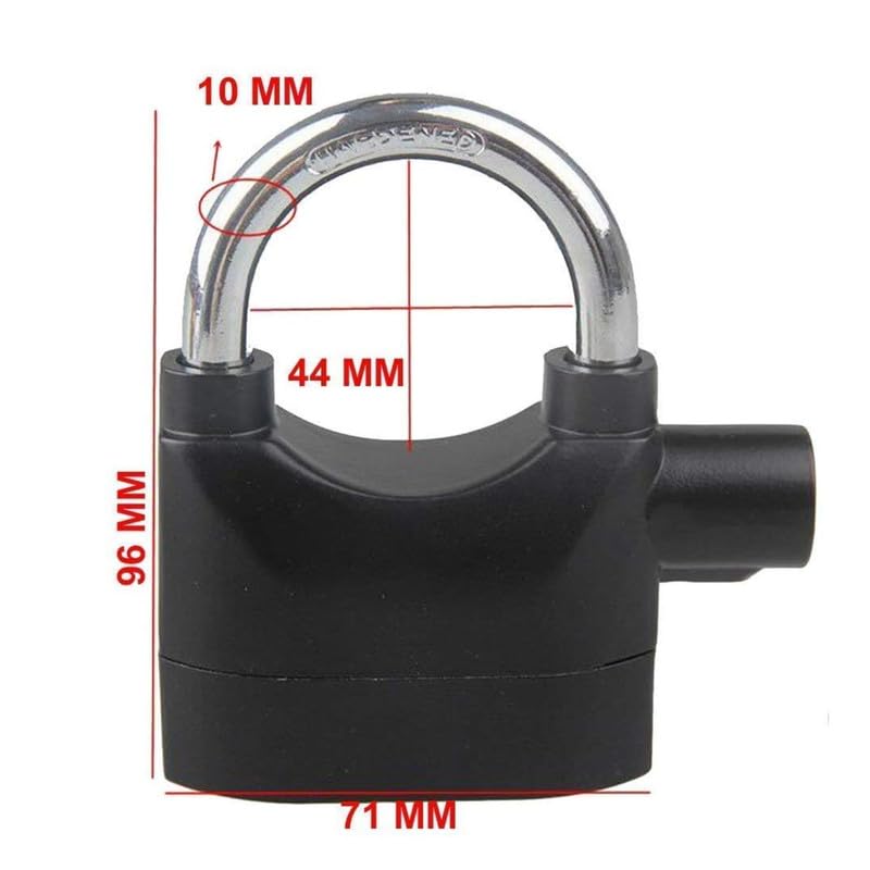 Drumstone 𝟏𝟓 𝐘𝐞𝐚𝐫𝐬 𝐆𝐮𝐚𝐫𝐚𝐧𝐭𝐞𝐞 Anti-Theft Alarm Lock with Motion Sensor, Loudable Heavy Duty Padlock with Built-in Security Siren and 3 Keys, for Doors, Bikes, Shutters, Outdoor Use - Image 3