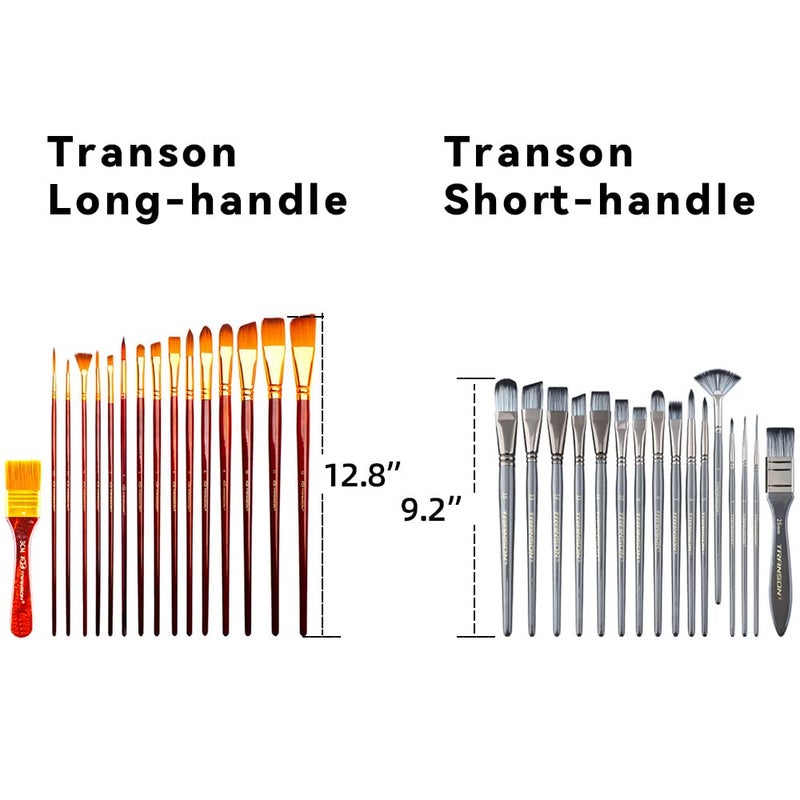 Transon 16pcs Professional Long Artist Paint Brush Set with Brush Case Assorted for Acrylic Watercolor Gouache Oil Tempera and Body Painting - Image 4