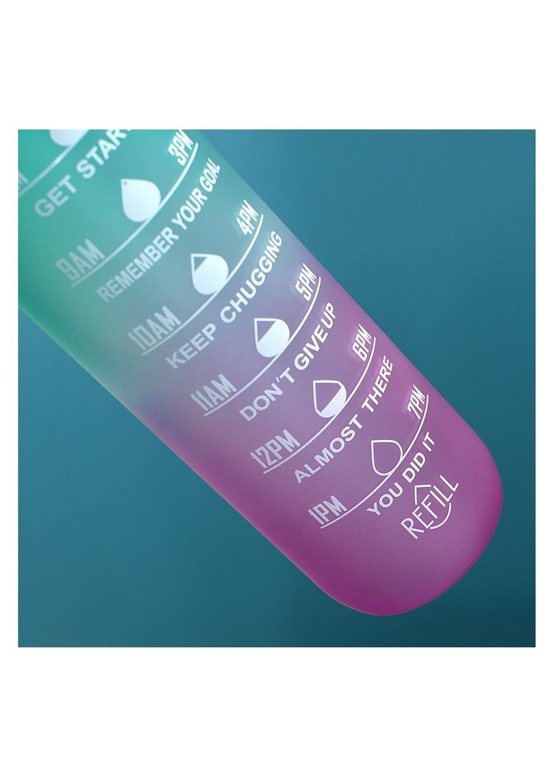 Haidue Water Bottle 1L Free for Fitness, Gym, Outdoor Sports, Leakproof with Motivational Time Marker Straw Strainer  - Image 3