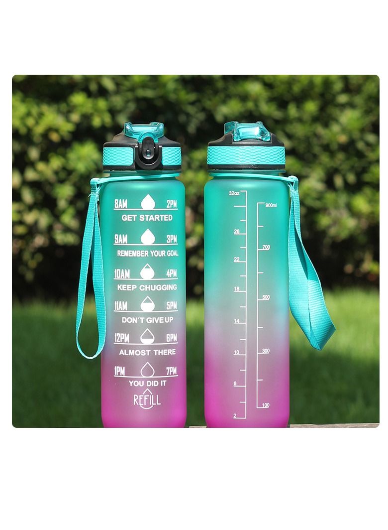 Haidue Water Bottle 1L Free for Fitness, Gym, Outdoor Sports, Leakproof with Motivational Time Marker Straw Strainer  - Image 5