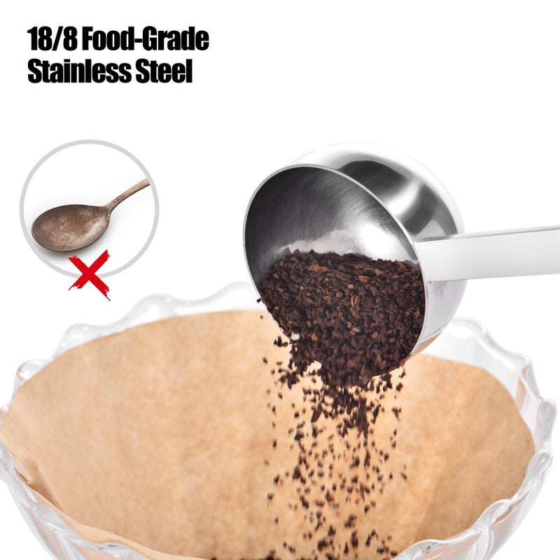 Doosu 18/8 Stainless Steel Coffee Scoop, Doosu Food-Grade Metal Measuring Spoon with 6.9in Long Handle, Tablespoon Scooper for Coffee Beans, Ground Coffee, Espresso, Protein Powders, Tea, Sugar (2 Tbsp) - Image 3