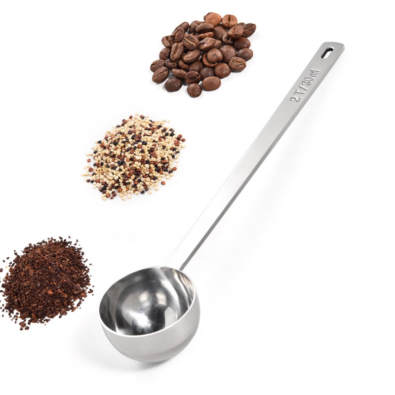 Doosu 18/8 Stainless Steel Coffee Scoop, Doosu Food-Grade Metal Measuring Spoon with 6.9in Long Handle, Tablespoon Scooper for Coffee Beans, Ground Coffee, Espresso, Protein Powders, Tea, Sugar (2 Tbsp) - Image 1