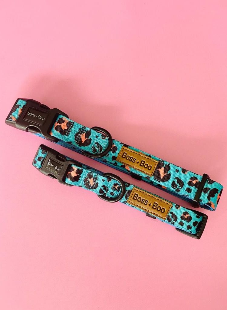 Boss and Boo Aqua Cheetah- Dog Collar - Image 3