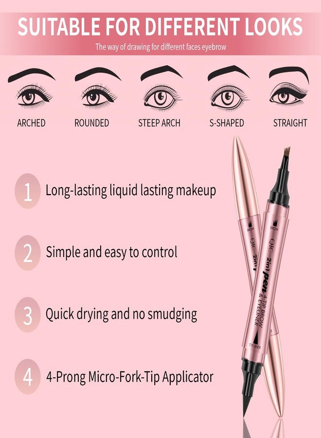 W3W 2024 New Magic Microblading Eyebrow Pencil,2-In-1 Dual-Ended Eyeliner And Eyebrow Pen with 4-Fork-Tip, Precise Brow Pen for Natural, Long-Lasting and Waterproof Eye Brow Pencils for Women(Grey) - Image 3