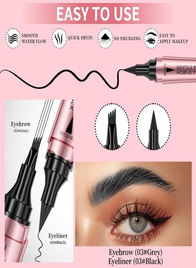 W3W 2024 New Magic Microblading Eyebrow Pencil,2-In-1 Dual-Ended Eyeliner And Eyebrow Pen with 4-Fork-Tip, Precise Brow Pen for Natural, Long-Lasting and Waterproof Eye Brow Pencils for Women(Grey) - Image 4