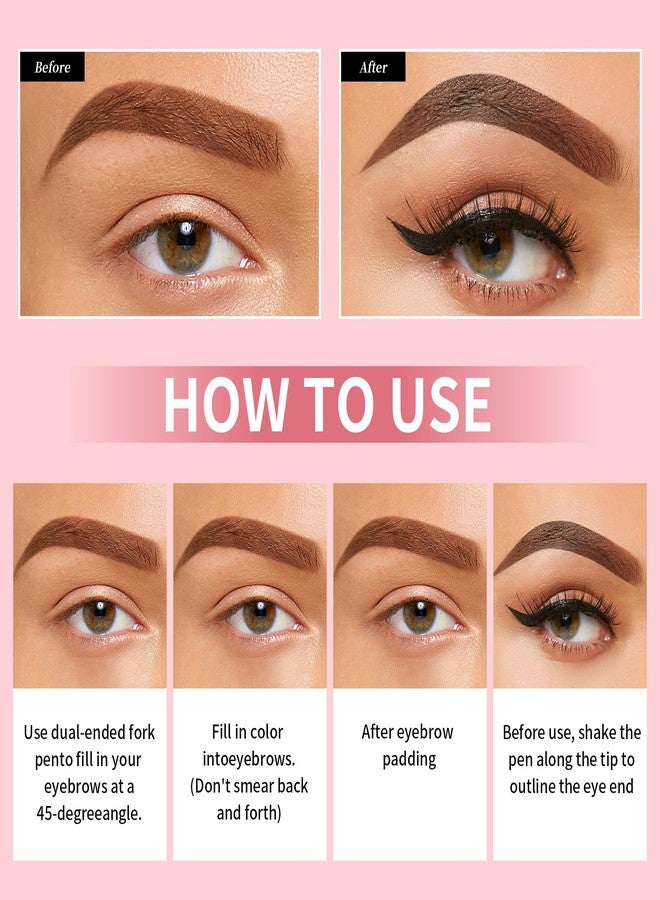 W3W 2024 New Magic Microblading Eyebrow Pencil,2-In-1 Dual-Ended Eyeliner And Eyebrow Pen with 4-Fork-Tip, Precise Brow Pen for Natural, Long-Lasting and Waterproof Eye Brow Pencils for Women(Grey) - Image 5