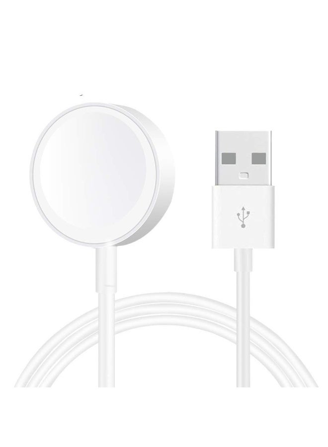 Portable magnetic wireless charging cable compatible with all X8 and X9 series watches - white color, USB watch charger