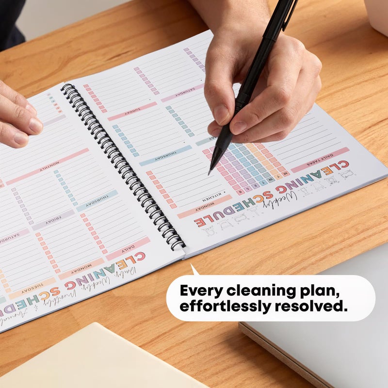 Droyek ADHD Cleaning Planner Colorful Frosted Cover - Daily Weekly Cleaning Schedule Notebook for ADHD Adults Kids, Tear-Resistant Bleed-Proof - Image 3