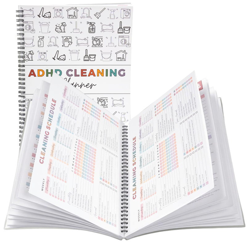 Droyek ADHD Cleaning Planner Colorful Frosted Cover - Daily Weekly Cleaning Schedule Notebook for ADHD Adults Kids, Tear-Resistant Bleed-Proof - Image 1