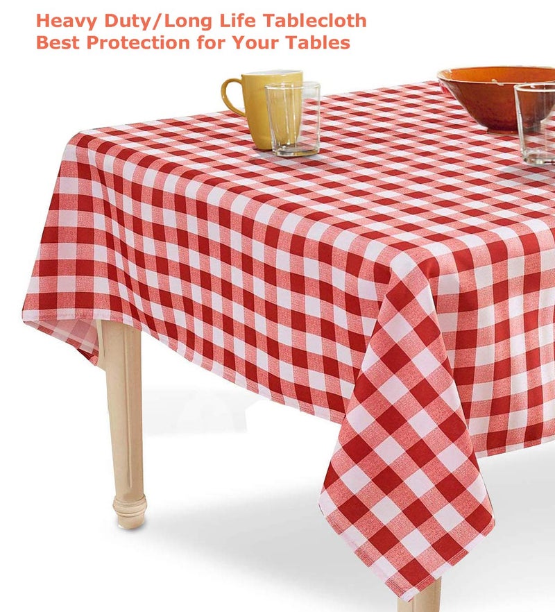 Tektrum 100% Polyester Waterproof 60 X 84 Inch 60""X84"" Rectangular Checker Checkered Tablecloth Table Cover -Spill Proof/Stain Resistant/Wrinkle Free-for Camping Picnic  Restaurant (Red and White) - Image 2