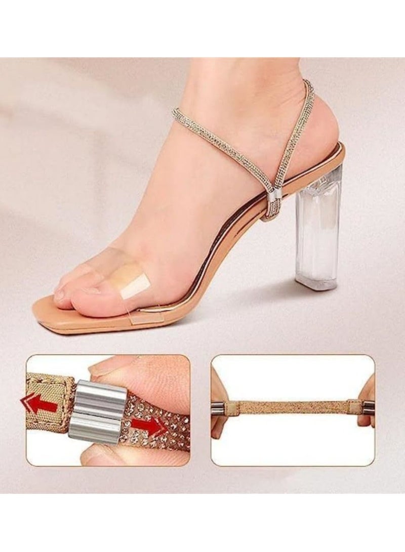 KASTWAVE أشرطة أحذية مرنة عالية الكعب، أشرطة مرنة عالية الكعب مضادة للارتخاء مرصعة بأحجار الراين، للكعب، أشرطة أحذية مرنة قابلة للفصل، حزام كاحل مع مشبك بديل 6 أزواج - Image 3