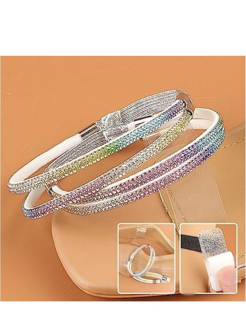 KASTWAVE أشرطة أحذية مرنة عالية الكعب، أشرطة مرنة عالية الكعب مضادة للارتخاء مرصعة بأحجار الراين، للكعب، أشرطة أحذية مرنة قابلة للفصل، حزام كاحل مع مشبك بديل 6 أزواج - Image 5