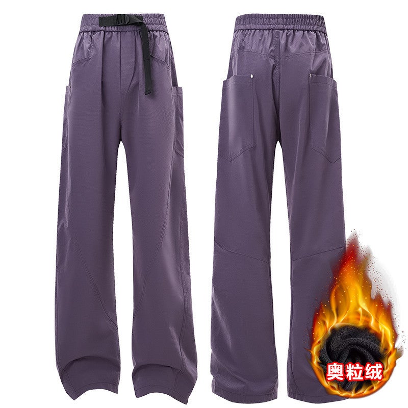 Charge Pants For Men And Women Casual Pants Winter Fleece-Lined Thickened Warm Straight Wide-Leg Pants American-Style Parachute Pants - Image 1