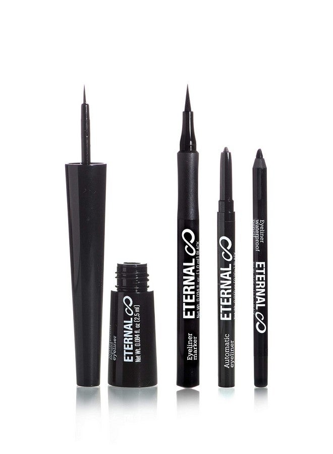 ETERNAL Cosmetics Waterproof Eyeliner 4 Collection: Professional Eyeliner Marker Pencil With Vitamin E Liquid Eyeliner No Sharpener Twist Up Pencil Long Lasting For A Natural Effect (Black) - Image 1