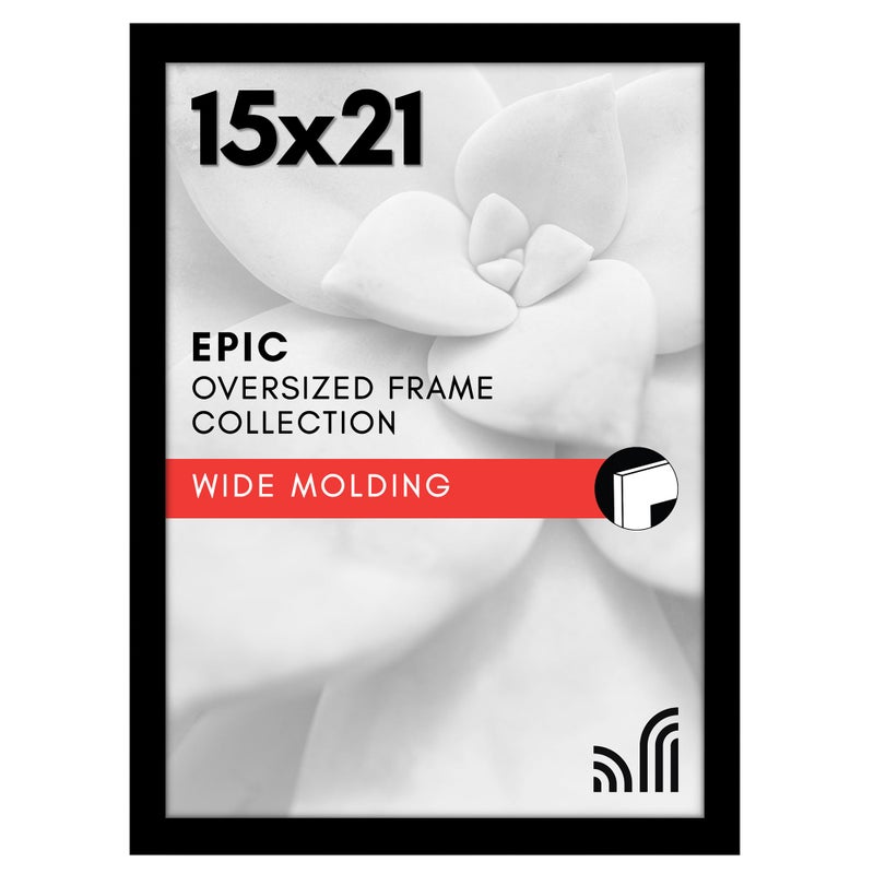 Americanflat 15x21 Picture Frame with Polished Plexiglass Black Picture Frame Wide Photo Frames Made of Engineered Wood for Vertical or Horizontal Wall Display Epic Collection Black