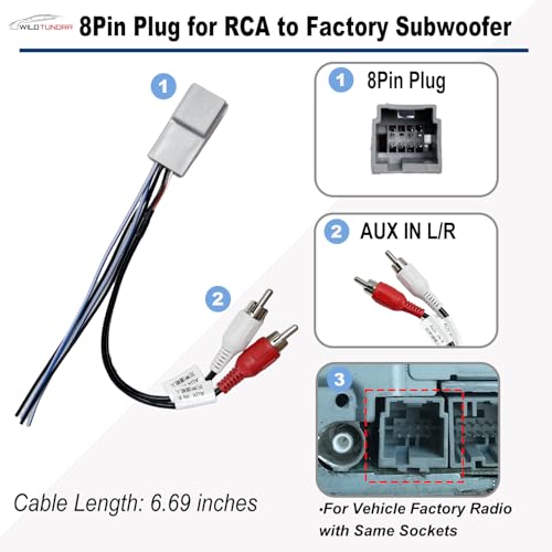 WildTundra 24Pin Aftermarket Radio Wiring Harness Compatible with Ford 2003-2012, Hyundai 2006-2008, Lincoln 2003-2011, Mercury 2003-2011, 8Pin Plug for RCA to Factory Subwoofer, Aftermarket Car Stereo Adapter - Image 5