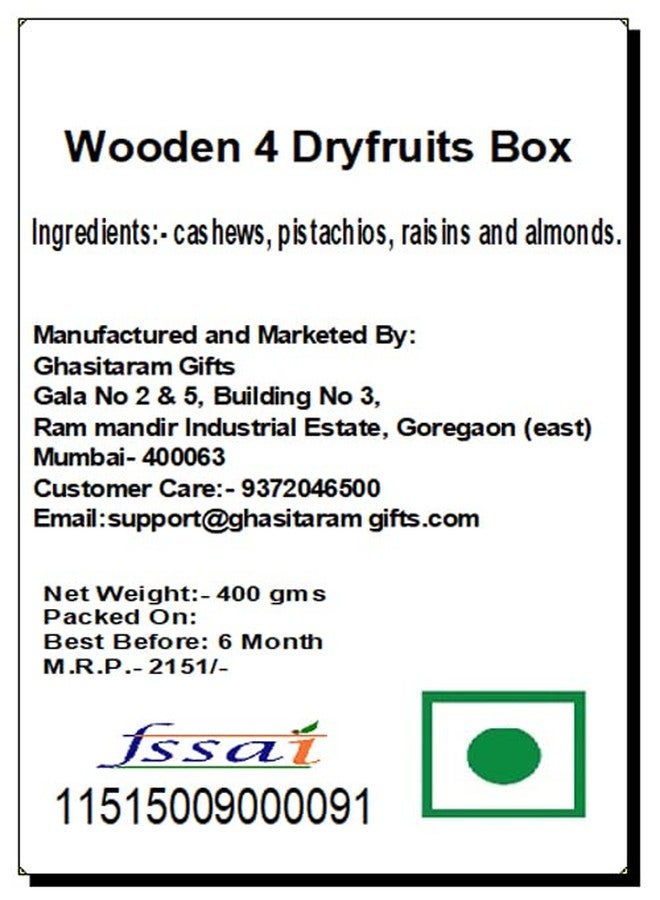 Jaiccha Wooden 4 Dryfruits Box|Dry Fruit Combo Pack Offer|Dry Fruit Gift Pack|Dry Fruit Box|Diwali Dry Fruit Gift Box| - Image 2