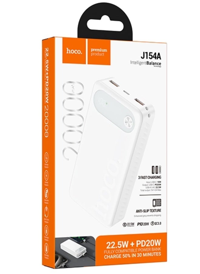 هوكو باور بانك 20000 مللي أمبير/ساعة J154A Victorious شاحن سريع محمول 22.5 واط QC + 20 واط PD، منفذ USB مزدوج + USB-C - Image 3