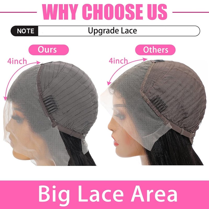 HUIDI Bob Wig Human Hair 13x4 Hd Lace Front Wigs 200 Density 12 Inch Short Straight Bob Frontal Wigs Transparent Lace Pre Plucked with Baby Hair Glueless Wigs Brazilian Virgin Hair for Women Natural Black - Image 3