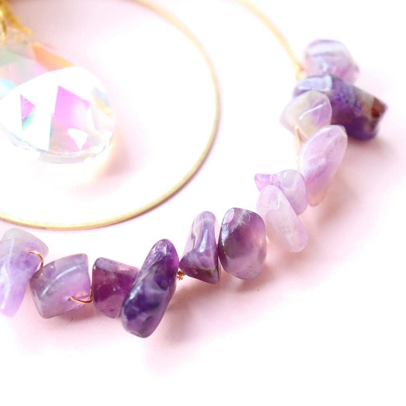 Cactopia Crystal Chips Round Suncatcher Prism Effect for Gifts, Window Hanging Ornament & Boho Garden Decor (Amethyst) - Image 4
