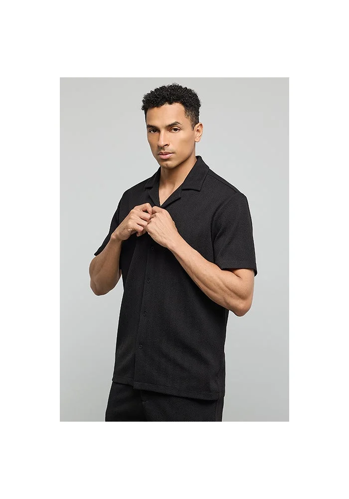 R&b Textured Shirt with Crew Neck and Short Sleeves