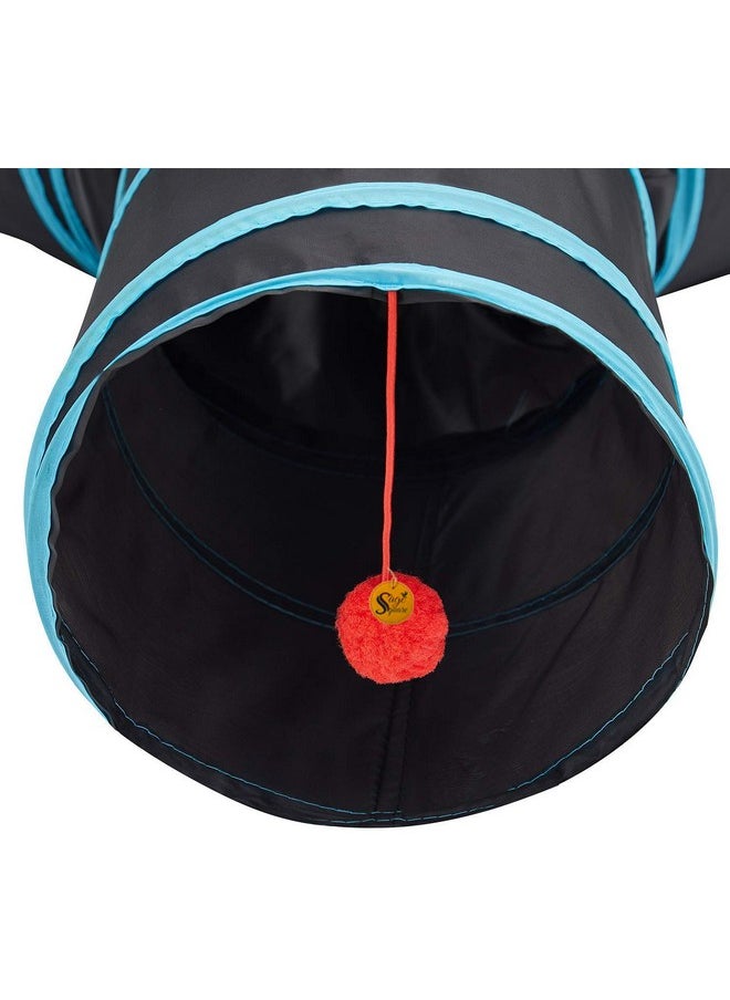 Sage Square Sage Square Big Size Portable Sleeping Bag Exercise 3 Way Tunnel with Hanging Ball for Cat, Kitten, Rabbit, Guinea Pig, Puppy (Blue)  - Image 3