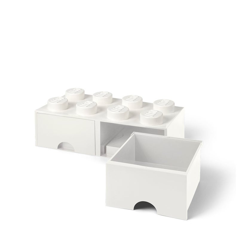 Room Copenhagen LEGO Brick Drawer, 8 Knobs, 2 Drawers, Stackable Storage Box, White - Image 3