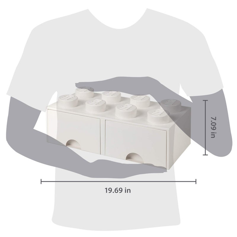 Room Copenhagen LEGO Brick Drawer, 8 Knobs, 2 Drawers, Stackable Storage Box, White - Image 2