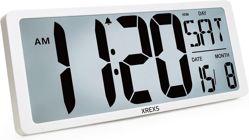 XREXS Extra Large Digital Wall Clock with Backlight, 18 Inch Wall Digital Clock with Day/Calendar/Temperature, Count Up & Down Timer, Clocks for Living Room, Office (Batteries Included) - Image 1