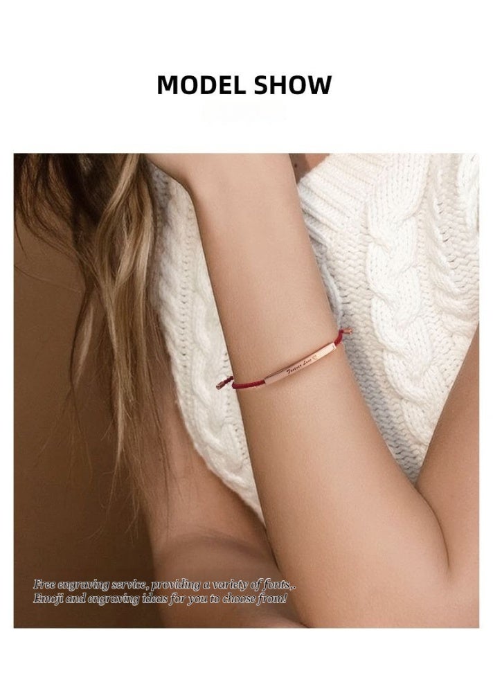 POWER IONICS Pine Luxury Versatile 18K Rose Gold Commemorative Bracelet - For Both Men and Women - Couple's Red String - Image 5