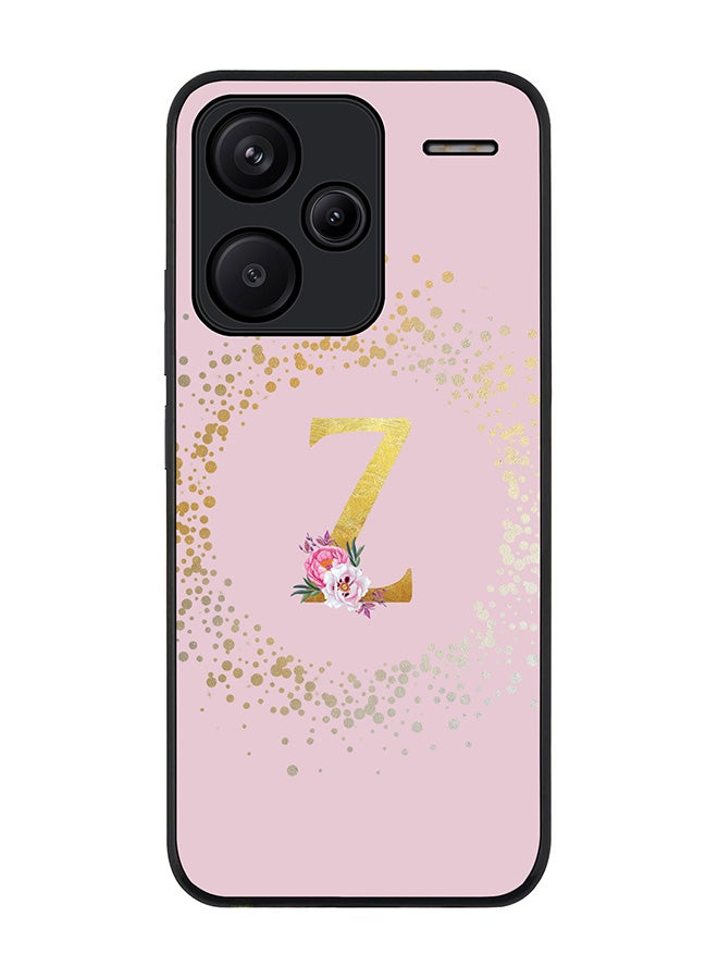 Stylizedd Rugged Black Edge Case for Xiaomi Redmi Note 13 Pro Plus, Slim Case Cover- Custom Monogram Initial Letter Floral Pattern Alphabet - Z(Pink) - Image 1