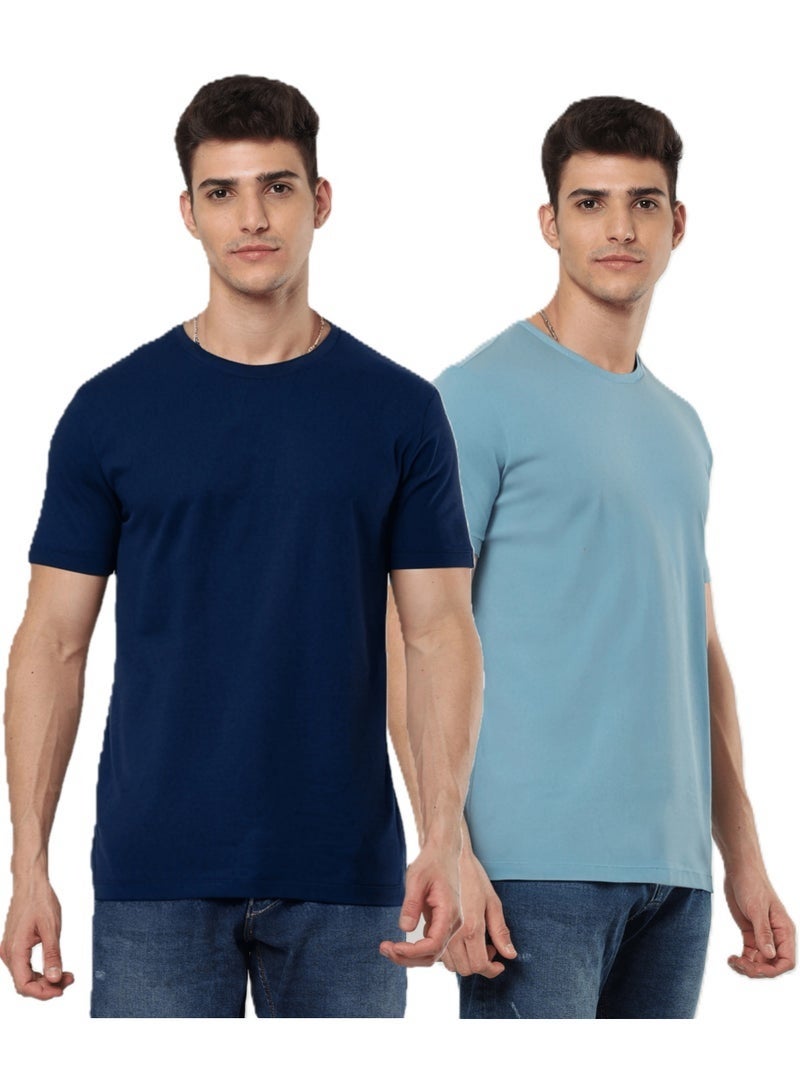 2 Pack Premium Men's T-Shirt 100% Organic Cotton Super Combed Biowash Crew Neck Soft Breathable 180 GSM - Image 1
