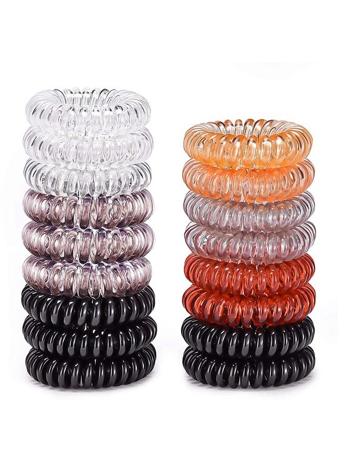Teqifu - Hair Ties 17 Pack No Crease Spiral Hair Ties Coil Hair Ties For Thick Hair Ponytail Hair Ties No Damage Hair Coils & Phone Cord Hair Ties For Thin Hair Suitable For Women And Children - Image 1