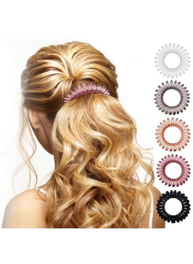 Teqifu - Hair Ties 17 Pack No Crease Spiral Hair Ties Coil Hair Ties For Thick Hair Ponytail Hair Ties No Damage Hair Coils & Phone Cord Hair Ties For Thin Hair Suitable For Women And Children - Image 1