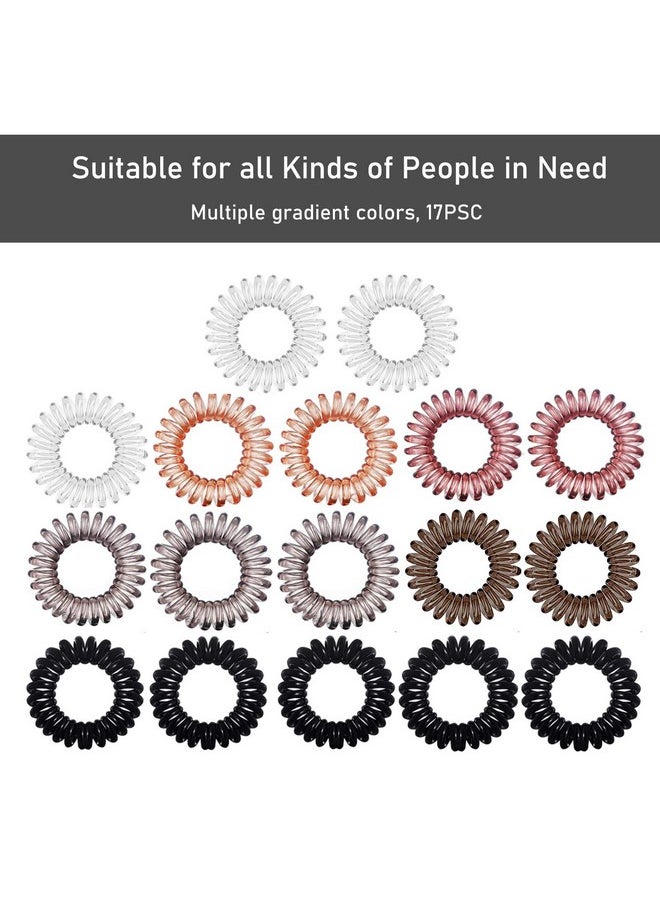 Teqifu - Hair Ties 17 Pack No Crease Spiral Hair Ties Coil Hair Ties For Thick Hair Ponytail Hair Ties No Damage Hair Coils & Phone Cord Hair Ties For Thin Hair Suitable For Women And Children - Image 1