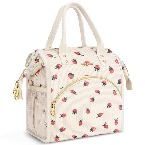 LOKASS Lunch Bag for Women Insulated Lunch Box 12L Large Capacity Wide Open Lunch Tote Corduroy Fabric Leakproof Thermal Lunch Bag for Office Work Daily Use - Image 1